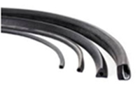 Curved rubber glazing and sealing profiles